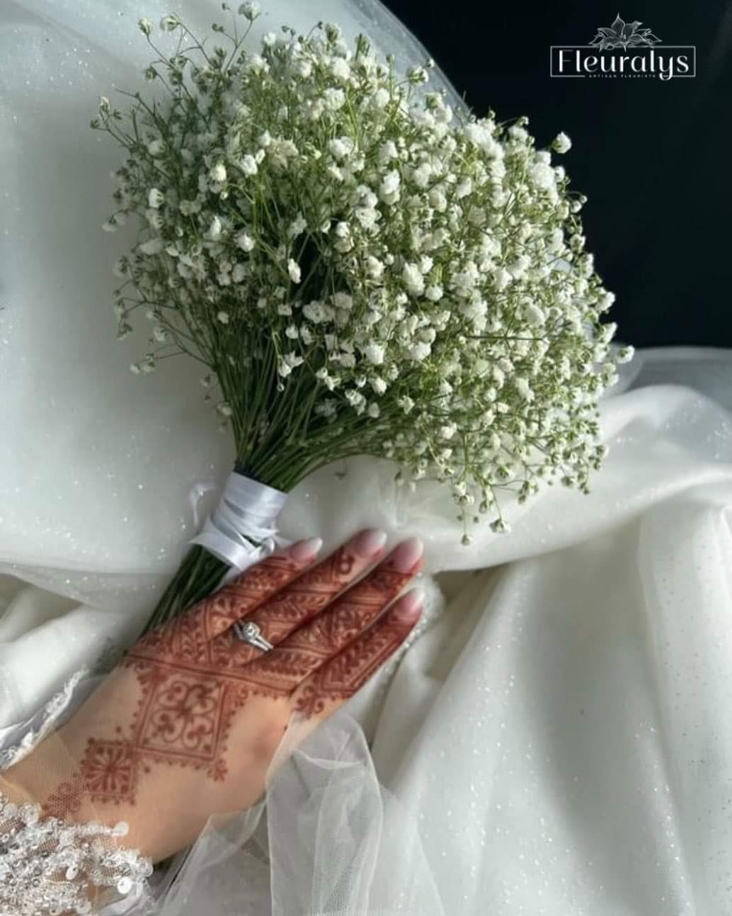 Bouquet de mariée en gypsophile